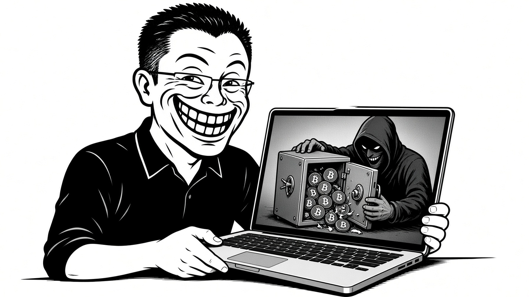 Crypto Troll Officer on the laptop